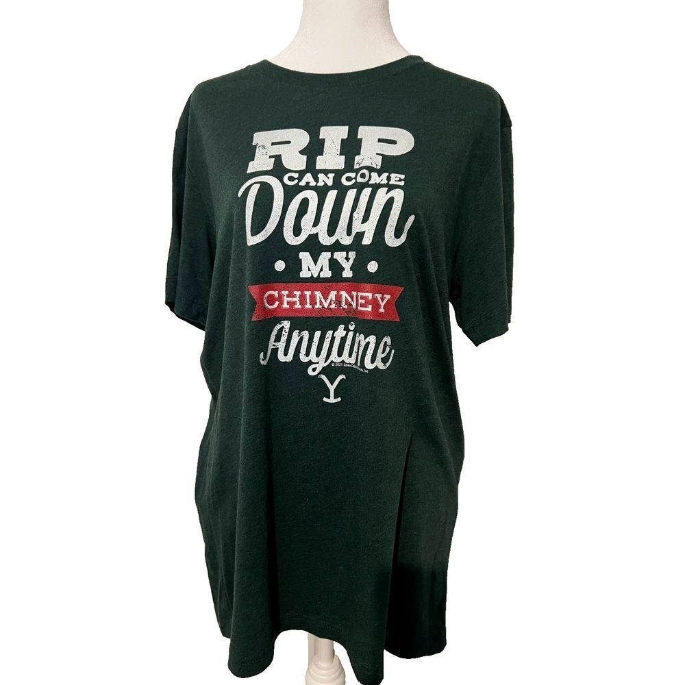 Yellowstone‎ RIP Graphic Tee Green Short Sleeve Bella Canvas L Christmas